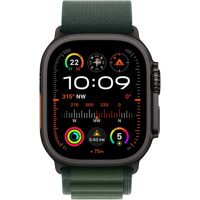 Apple Watch Ultra 2024 Cellular 49mm Titanium Case Black, Dark Green Alpine Loop  (Size M)